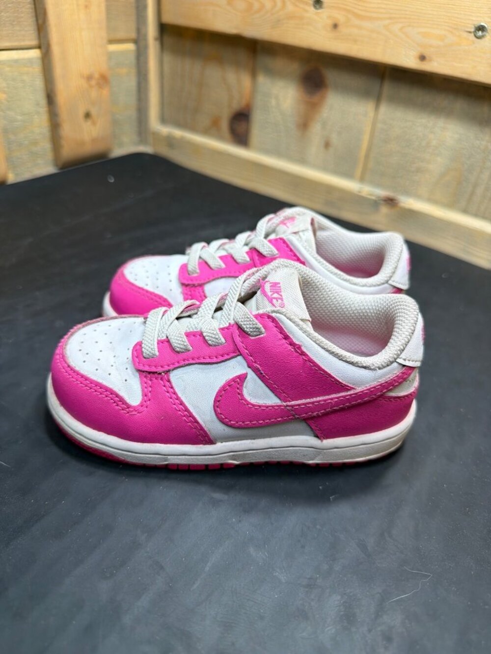 Nike Dunk Low Toddler Girls Shoes Pink White FB9107-102 Size 7.5C / EUR 25 - Picture 4 of 8